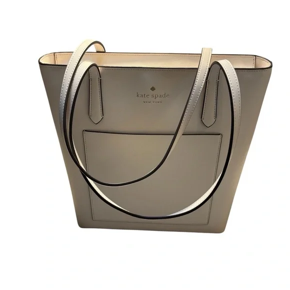 NWT Kate Spade Tote Parchment White Bag Saffiano PVC Daily K8662 Gold Logo NEW - Picture 6 of 16